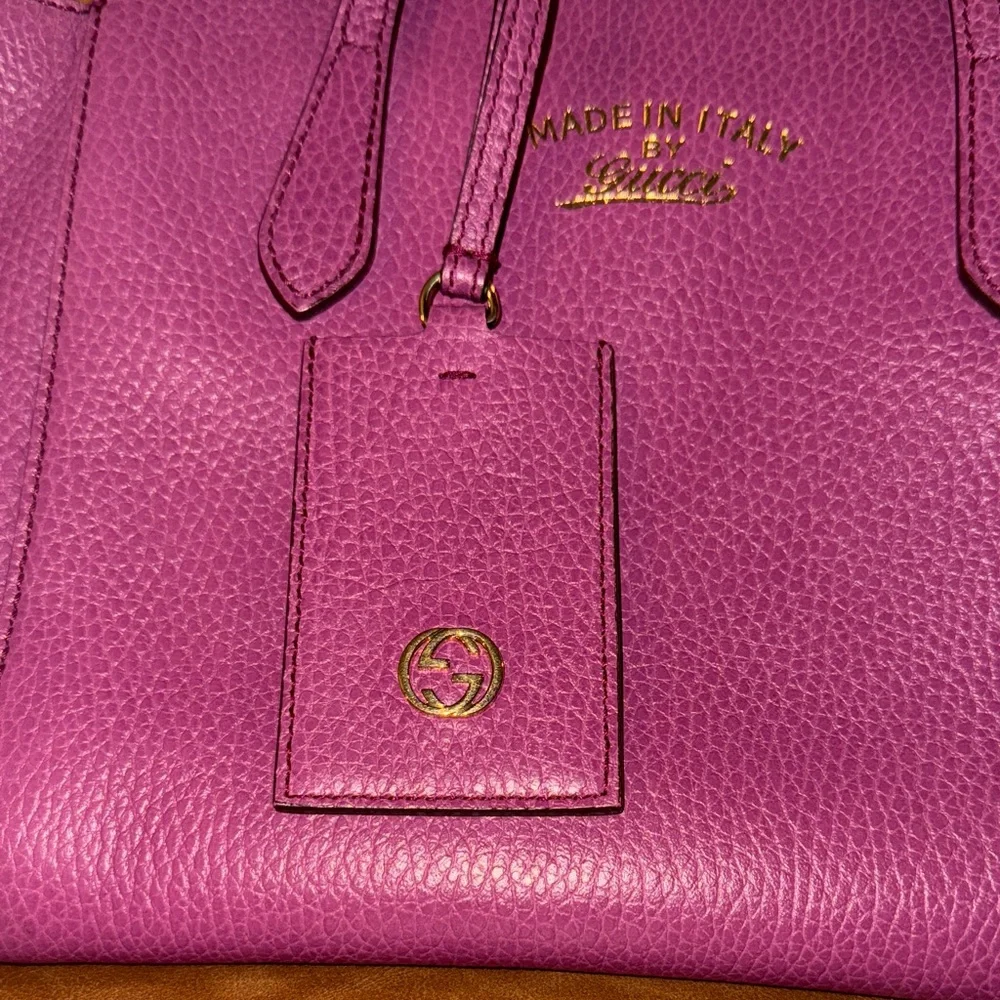 Gucci Dollar Calfskin Purple Leather Medium Satchel